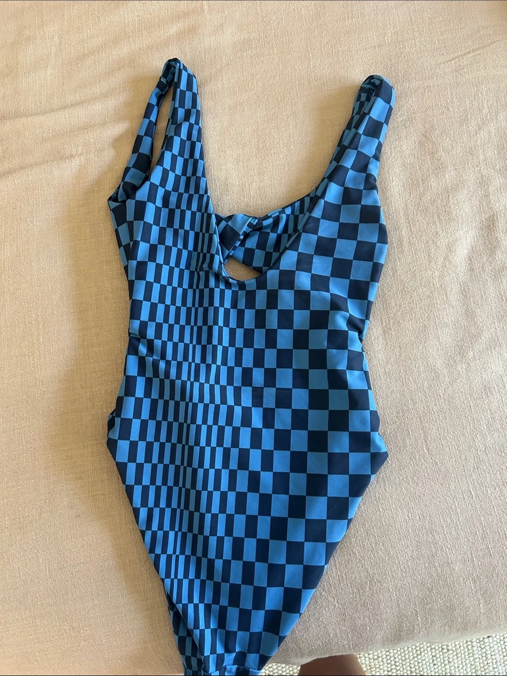 Skatie Blue and Black Checkerboard One-Piece Swimsuit